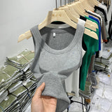 Girls Tight Anti-Smooth Threaded Vest Women's Spring And Summer Suit Slim Top Ins