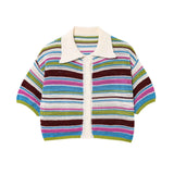 2025 New Crochet POLO Shirt Knitted Knitted Blouse Shorts Set