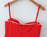 Red Satin Corset Style Tulle Strap Mini Dress- Outfit