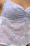 Women Y2K Backless Floral Crop Tops Vintage Sexy Halter Tie Up Off Shoulder Camisole Summer Cute Mini Vest