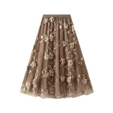 Yarn Embroidery Heavy Industry Half-Body Skirt Large-Size Dress 2025 Spring New A Word High-Waist Long Skirt