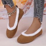 Solid-Colored Velvet Flat Bottom Low-Top Cotton Shoes Women Plus Velvet Wide Buns To Keep Warm Hair Single