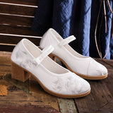Zingj New Embroidered Cloth Shoes With High Heel Embroidered Shoes With Horse Face
