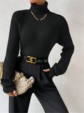 And Winter New Loose Thin High-Necked Shoulder Sleeve Knitted Sweater