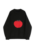 Women Chic Print Knitted Pullovers Sweaters O-Neck Warm Oversized Loose Casual Ins Cute Jumpers Harajuku Ladies Top