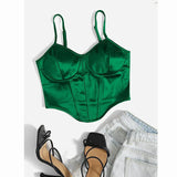 Zingj Satin Show Chest Bundle Waist Sexy Sling Show Back Vest Female Summer Small Top