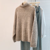Women's Cotton Cashmere Lattice Half-High-Collar Sweater Korean Version Of The Student's Dress Dress Nice Hair Knitted