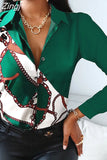 Print Blouses Striped Floral Leopard Shirts Office Lady Print Blouse Spring Fashion Button Long Sleeve Women Tops