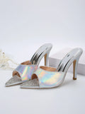 New Golden Diamond Fashion Pointed High-Heeled Sandals Slippers Women