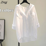 Women Solid Hooded Summer Pockets 3 Colors Simple Clothing Tops Stylish Holiday Daily Popular Basic Female Korean