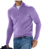 New Winter Long Sleeve V-Neck De-Yvet Zipper Men's Casual Polo