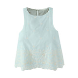 Style French Blue Holiday Vest Sleeveless Dress High-End Vest Half Dress Two