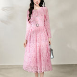 Small Fragrant French Light Luxury Famous Nail Bead Long-Sleeved Lace Dress Girl High-Grade