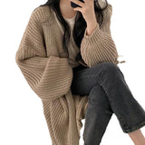 Loose Wear Long Sweater Women's Coat Lantern Sleeve Net Red Knitted Cardigan