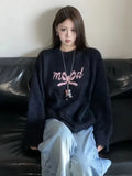 Languid Wind Bow Embroidered Sweater Coat New Sweet Soft Glutinous Thick Knitting Blouse Tide In Autumn And