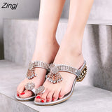 Women Sandals Flip Flop Fashion Rhinestone Wedges Shoes Crystal High Heels Sandals Women Shoes Summer Casual Beach