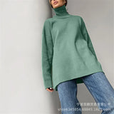 High-Necked Sweater For Autumn/Winter 2025 Women Selling Open-Fork Knitted Shirt Design Soft Tops