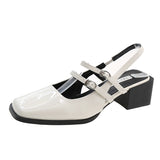Jane Sandals Summer 2025 New Vintage Square Heels With Empty Single