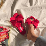 silk butterfly-knot slippers woman fashion brand design mules shoes summer riband bow knot slides woman flip
