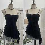 Shoot Sweet Spice Girls Irregular Lotus Side With Chest Pad Sling Vest Sexy Lace Sleeveless Top