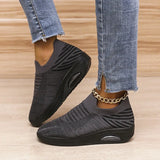 Version Of Spring And Autumn Flying Elastic Single Shoes Women Thick Bottom Slope He Leisure Shoes Slacker Happy