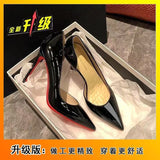 Leather Side Empty Red Shoes Fine Black High Heels 2025 Spring And Autumn New Sexy Thin Professional Commute Single