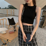 Zingj Round Collar Shows Thin Crop Short Money Wear Vest Summer 2024 New Hot Girl Sling Top Design