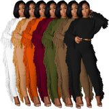 Zingj New Women's Wear Casual Solid Color Knit Long Sleeve Tassel
