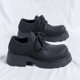 Derby Shoes Men's Black Big Head Lovers Casual Leather Shoes Men's Thick Sole Versatile Shoes