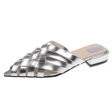 Women's Shoes Forever Pedal Home ~ Summer Fresh! French Small Retro Cross-Woven Hollow Fashion Low-Heeled Slippers
