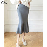Knit Midi Long Mermaid Skirt Women 2022 Winter Korean Fashion Warm Solid All-Match High Waist Pencil Skirt