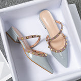Summer With Pointed Half Slippers Women Lazy Outside Wearing Rivets Paint Skin Cool Tide Size