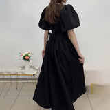 Women's Clothing 2025 Autumn New Bubble Sleeve With Fashion Temperament Dress Dress