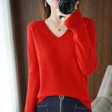 Zingj The 2023 Fall / Winter New Women's Knit Sweater Pullover Women's V-Neck Bottom Plush Sweater-Outfit