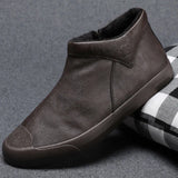 New Men's Shoes Plus Velvet Warm Leather Shoes High-Top Casual Shoes Korean Version Of The Trend Of Pedal Shoes High-Top