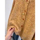 Yellow Sweater Women's Round-Neck Knitted Open Shirt Jacket Women's Autumn 2025 New Loose Age Reduction