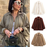 Explosion Women's Loose-Fitting Fashion Long-Sleeved Collar Bomber Jacket
