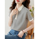 Polo Collar Top Women's Summer 2025 New Age-Reduced Gas Chic Short-Sleeved T-Shirt Women's Summer