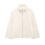 Autumn And Winter New Women's Pure Color Lazy Lamb Hair High Collar Hair Coat