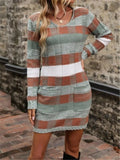 And Winter New V-Neck Color Double Pocket Knitted Sweater