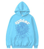 Fashion Trend Foam Sp5der Spider Web Print Loose Hoodie Couple Hoodie