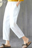 Pants Women Summer Harem Cotton Linen Solid 5-color Womens Trousers Elegant Thin Loose All-match Leisure Simple Chic