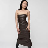 Zingj Women's 2024 Autumn / Winter Sling Bare Back Slim Wrap Hip Slit Dress