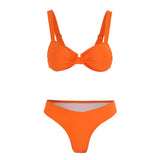 Solid Color Thoracic Split Swimsuit Women 2025 New Bikini Skirt Three-Piece Set Sexy