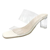 New Summer Transparent Heel High Heel Simple PVC Cool Slippers With Toe Women's