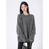 Wind Dark Gray Sweater Women 2025 Autumn And Winter Yang Plush Warm High-End Sense Knitting Loose