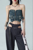 Crop Denim Tube