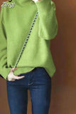 Turtleneck Women Sweater Thick Warn Pullovers For Women Knitted Tops Autumn 2023 Loose Sweater Turtleneck Women's