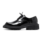 Zingj Advanced Sense Square Head Leather Shoes Male Ins British Wind Business Thick Platform Derby Shoes Korean Version Tide Shoes