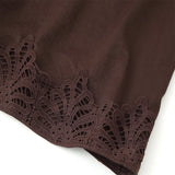 Women's Summer - The New Fashion Temperament V-Neck Splicing Lace Hollow Design Feeling Long-Sleeved Waist